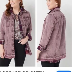 LOGO by Lori Goldstein Mauve Jean Jacket